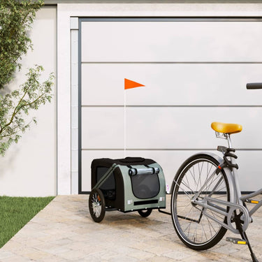 Vidaxl hondenfietstrailer oxford stof en ijzer zwart en grijs