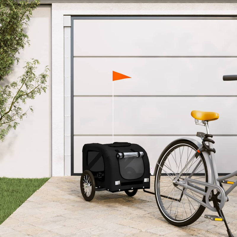 ギャラリービューアに画像をロードする, Vidaxl hondenfietstrailer oxford stof en ijzer zwart

