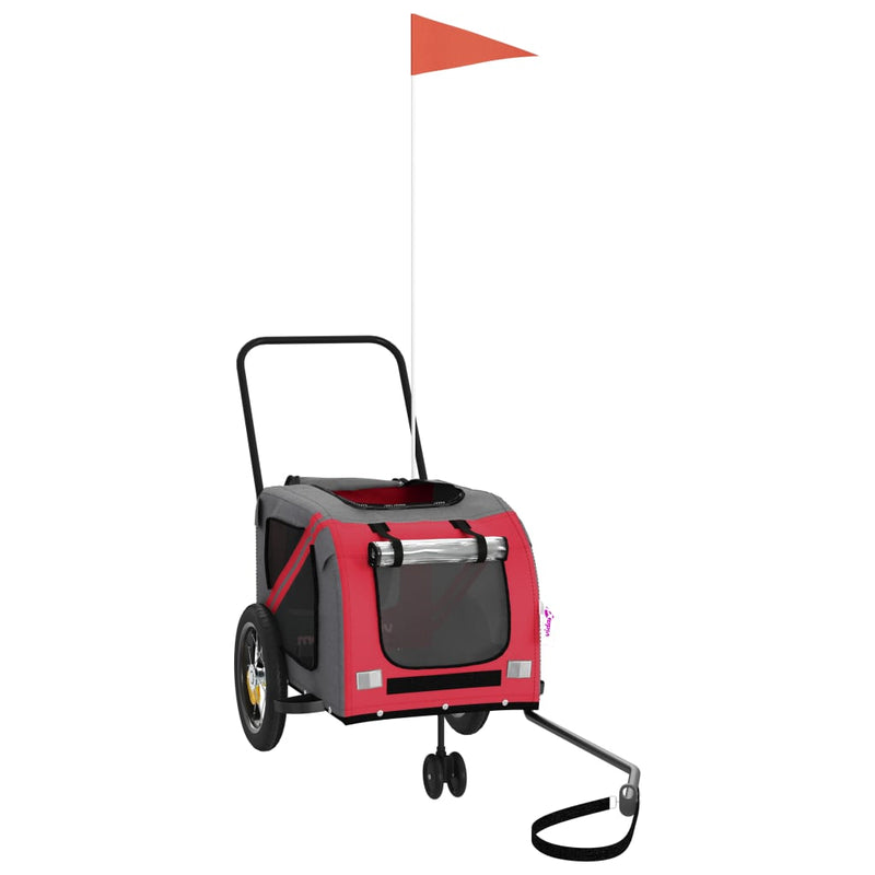 Load image into Gallery viewer, Vidaxl hondenfietstrailer oxford stof en ijzer rood en zwart
