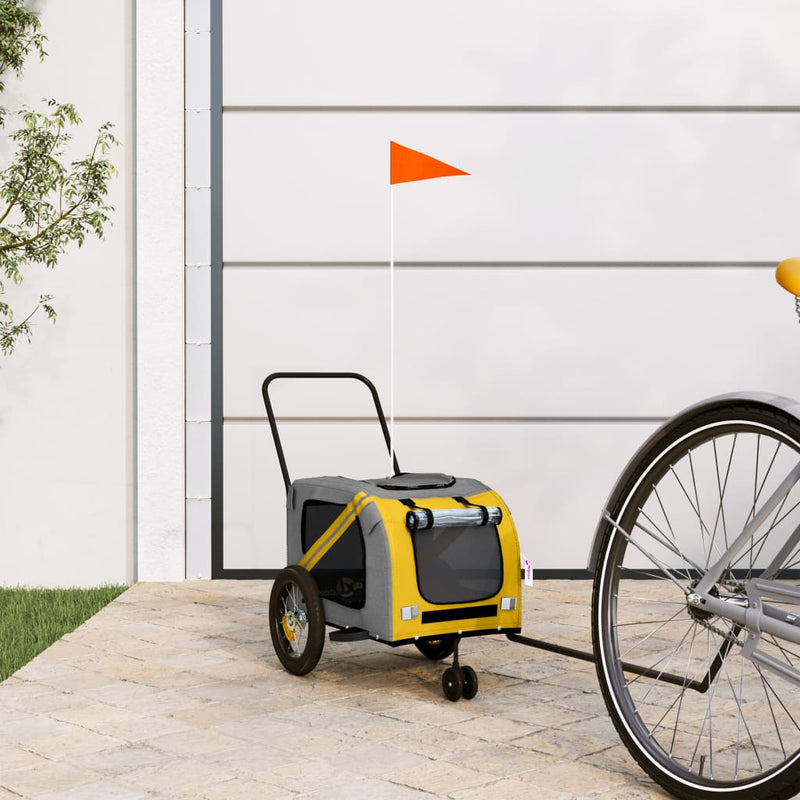 Load image into Gallery viewer, Vidaxl hondenfietstrailer oxford stof en ijzer geel en zwart
