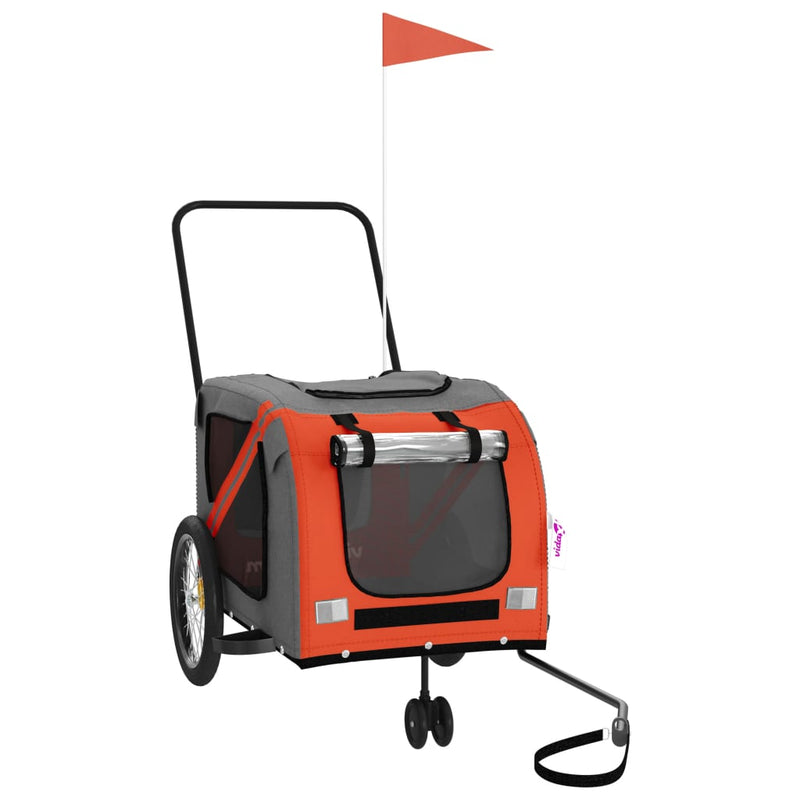 Load image into Gallery viewer, Vidaxl hondenfietstrailer oxford stof en ijzer oranje en grijs
