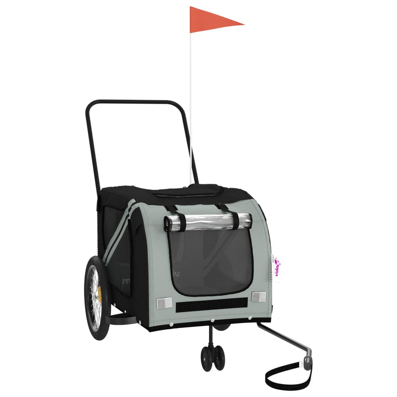 Load image into Gallery viewer, Vidaxl hondenfietstrailer oxford stof en ijzer grijs en zwart
