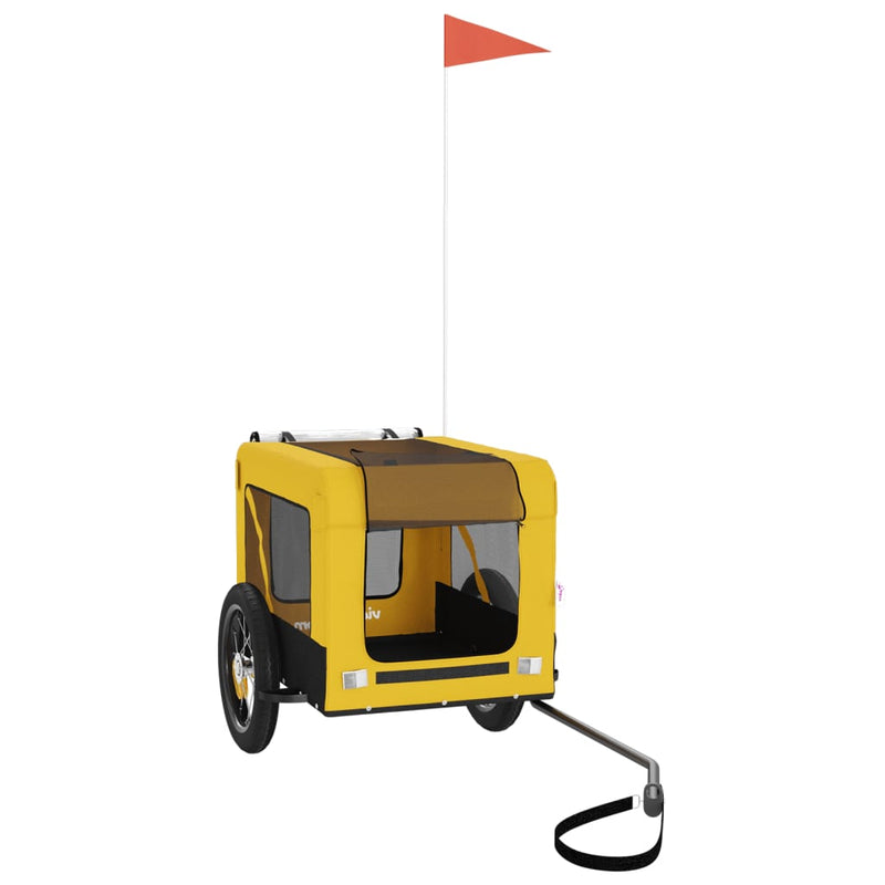 Load image into Gallery viewer, Vidaxl hondenfietstrailer oxford stof en ijzer geel en zwart
