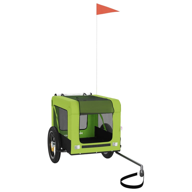 Load image into Gallery viewer, Vidaxl hondenfietstrailer oxford stof en ijzer groen en zwart
