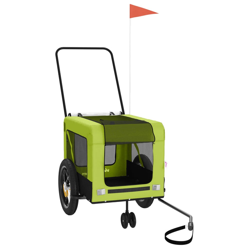 Chargez l'image dans la visionneuse de la galerie, Vidaxl hondenfietstrailer oxford stof en ijzer groen en zwart
