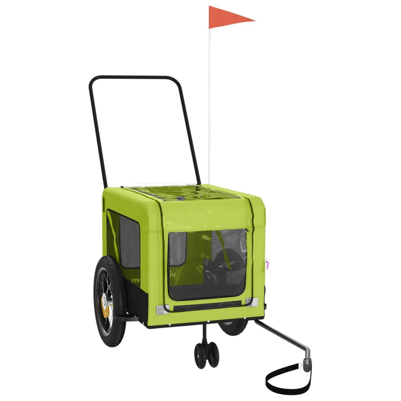 Chargez l'image dans la visionneuse de la galerie, Vidaxl hondenfietstrailer oxford stof en ijzer groen en zwart
