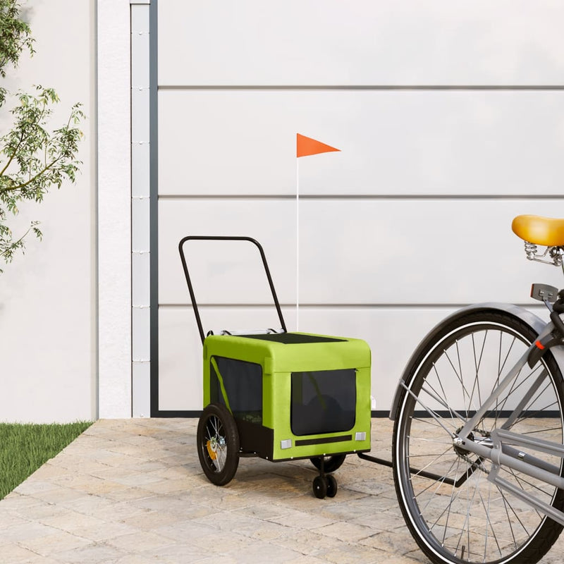 Chargez l'image dans la visionneuse de la galerie, Vidaxl hondenfietstrailer oxford stof en ijzer groen en zwart

