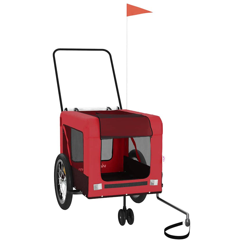 Cargue la imagen en el visor de la galería, Vidaxl hondenfietstrailer oxford stof en ijzer rood en zwart
