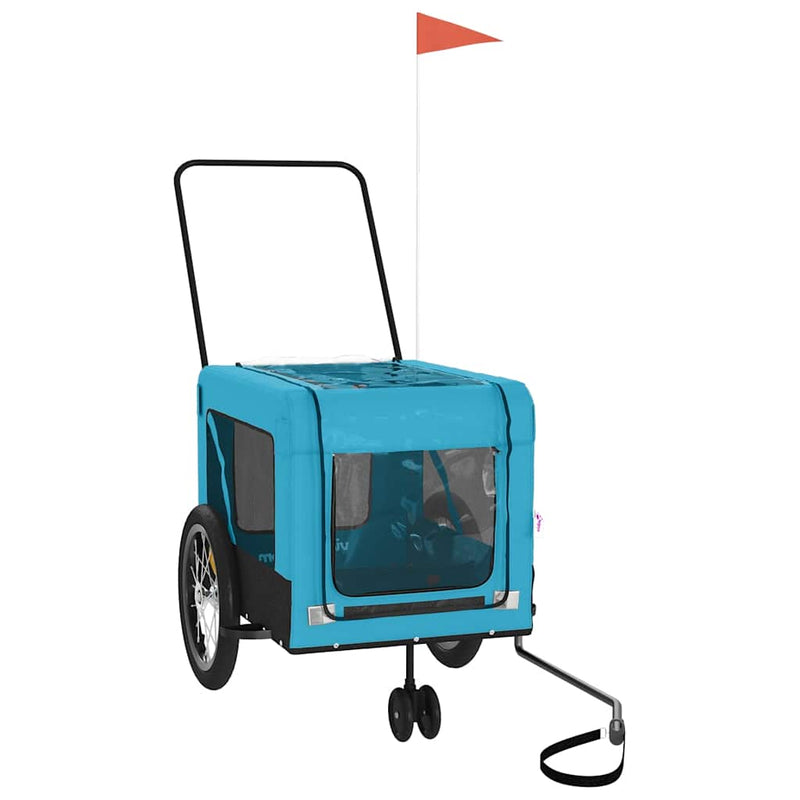 Load image into Gallery viewer, Vidaxl hondenfietstrailer oxford stof en ijzer blauw en zwart
