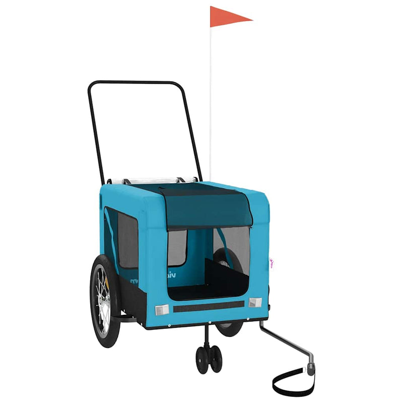 Load image into Gallery viewer, Vidaxl hondenfietstrailer oxford stof en ijzer blauw en zwart

