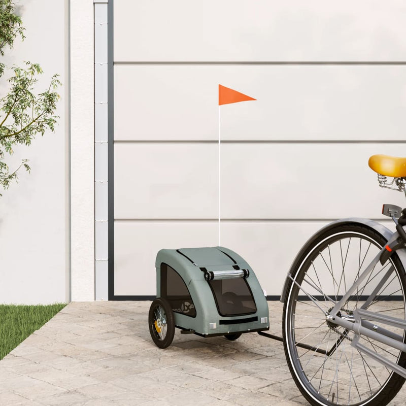 Afbeelding laden in galerijviewer, Vidaxl hondenfietstrailer oxford stof en ijzer grijs
