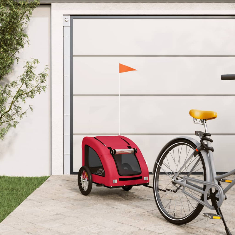 Afbeelding laden in galerijviewer, Vidaxl hondenfietstrailer oxford stof en ijzer rood
