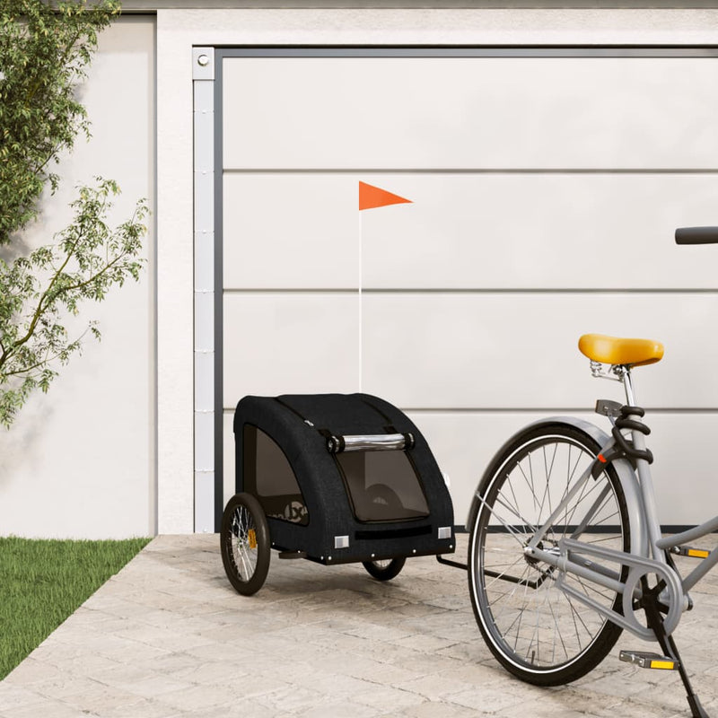 Load image into Gallery viewer, Vidaxl hondenfietstrailer oxford stof en ijzer zwart
