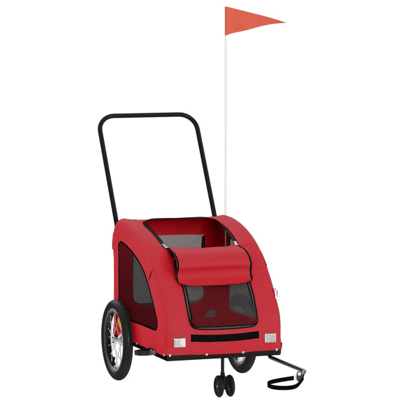 Afbeelding laden in galerijviewer, Vidaxl hondenfietstrailer oxford stof en ijzer rood
