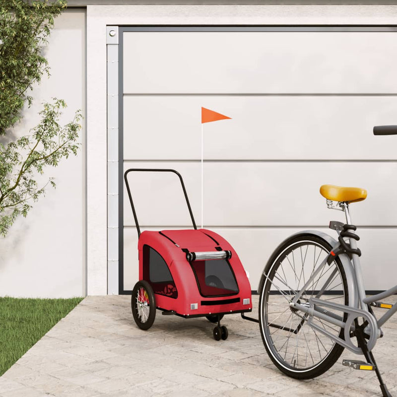 Afbeelding laden in galerijviewer, Vidaxl hondenfietstrailer oxford stof en ijzer rood
