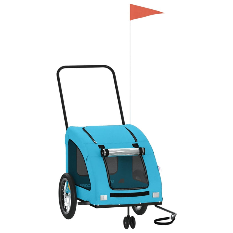 Afbeelding laden in galerijviewer, Vidaxl hondenfietstrailer oxford stof en ijzer blauw
