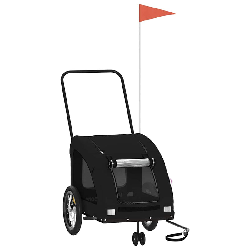 Cargue la imagen en el visor de la galería, Vidaxl hondenfietstrailer oxford stof en ijzer zwart
