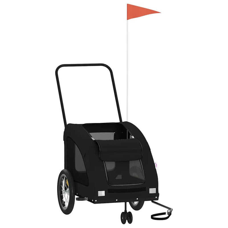 Cargue la imagen en el visor de la galería, Vidaxl hondenfietstrailer oxford stof en ijzer zwart
