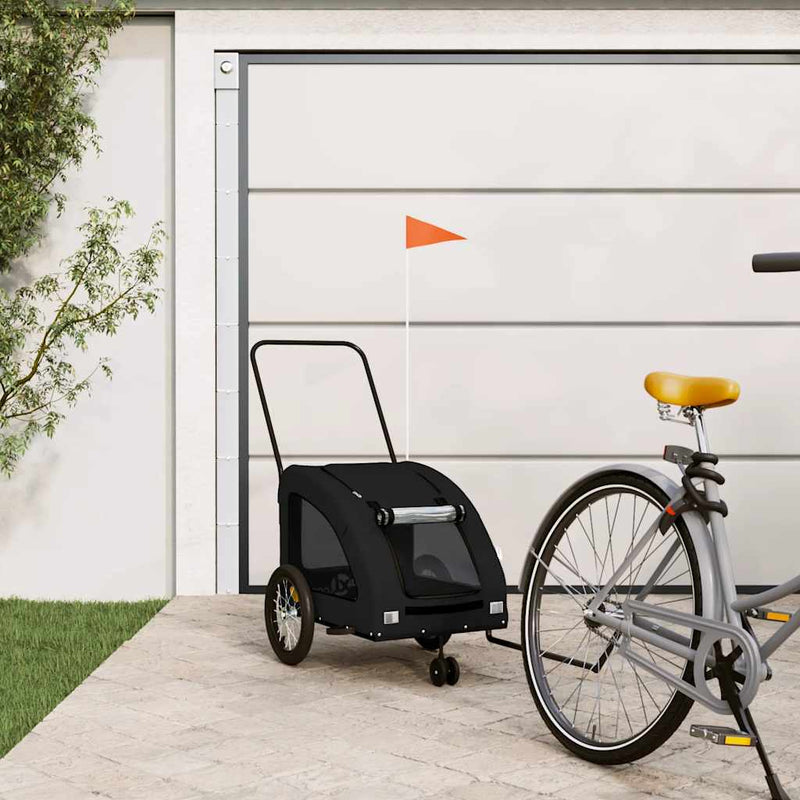 Cargue la imagen en el visor de la galería, Vidaxl hondenfietstrailer oxford stof en ijzer zwart
