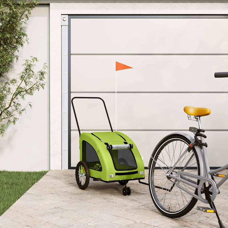 Load image into Gallery viewer, Vidaxl hondenfietstrailer oxford stof en ijzer groen
