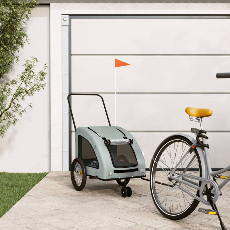 Load image into Gallery viewer, Vidaxl hondenfietstrailer oxford stof en ijzer grijs
