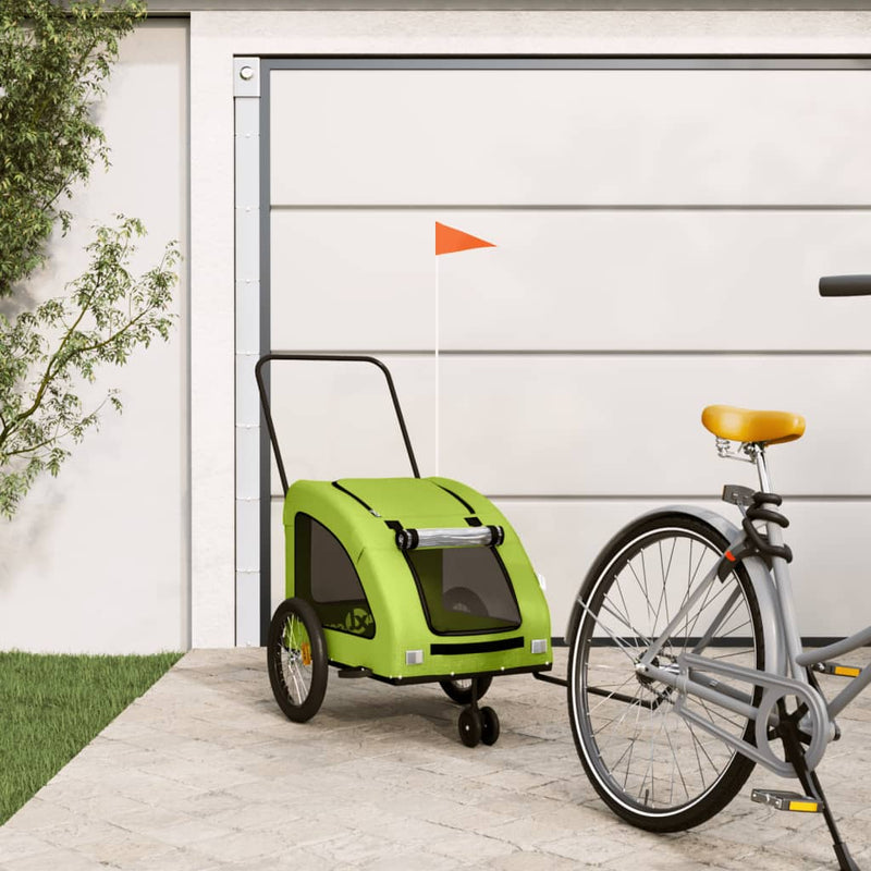 Load image into Gallery viewer, Vidaxl hondenfietstrailer oxford stof en ijzer groen
