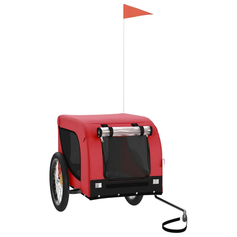 Load image into Gallery viewer, Vidaxl hondenfietstrailer oxford stof en ijzer rood en zwart
