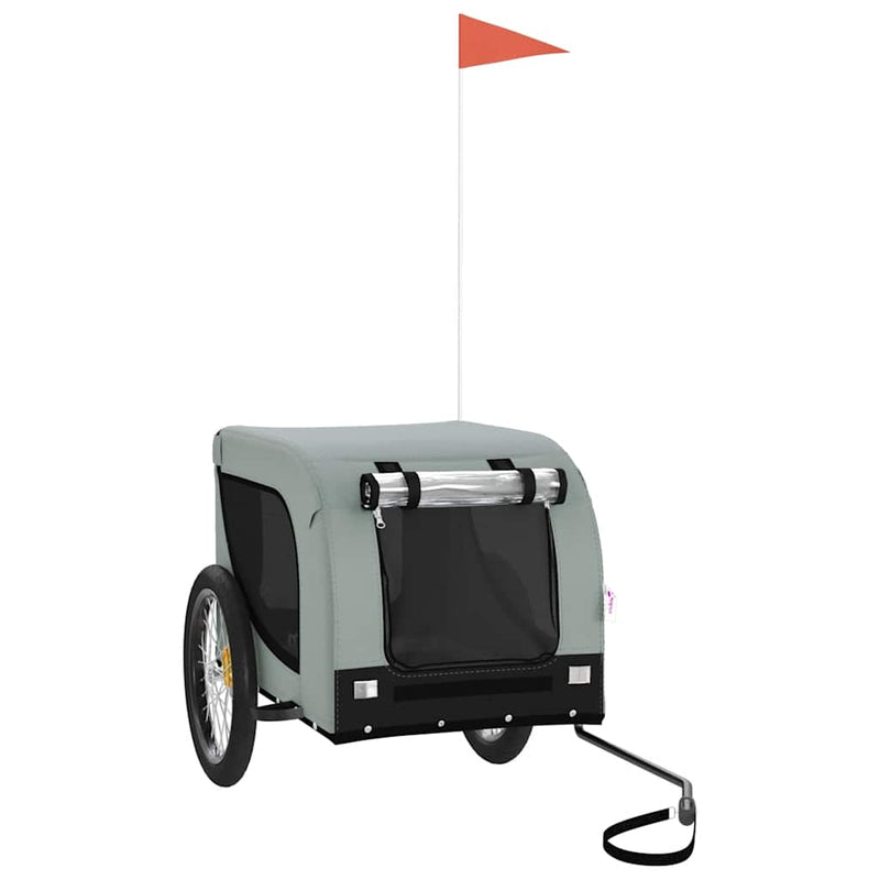 Load image into Gallery viewer, Vidaxl hondenfietstrailer oxford stof en ijzer grijs en zwart

