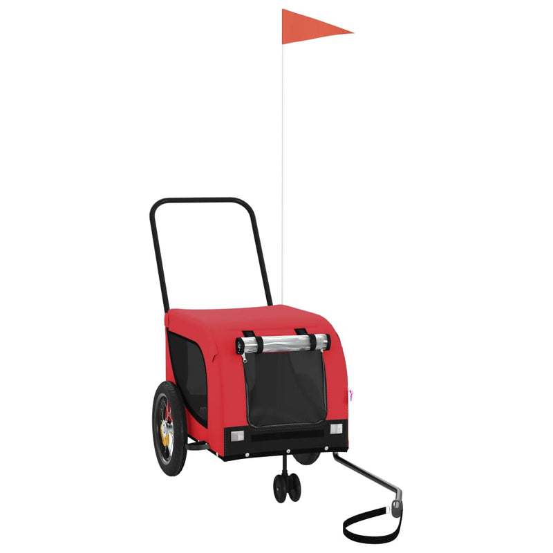 Load image into Gallery viewer, Vidaxl hondenfietstrailer oxford stof en ijzer rood en zwart
