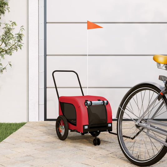Vidaxl hondenfietstrailer oxford stof en ijzer rood en zwart