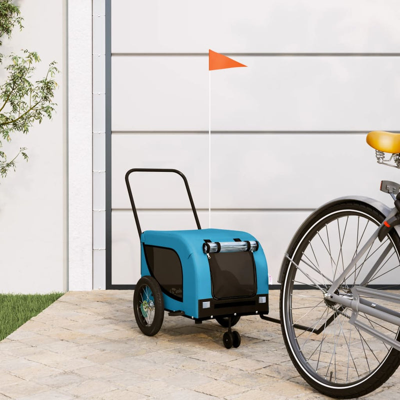 Load image into Gallery viewer, Vidaxl hondenfietstrailer oxford stof en ijzer blauw en zwart
