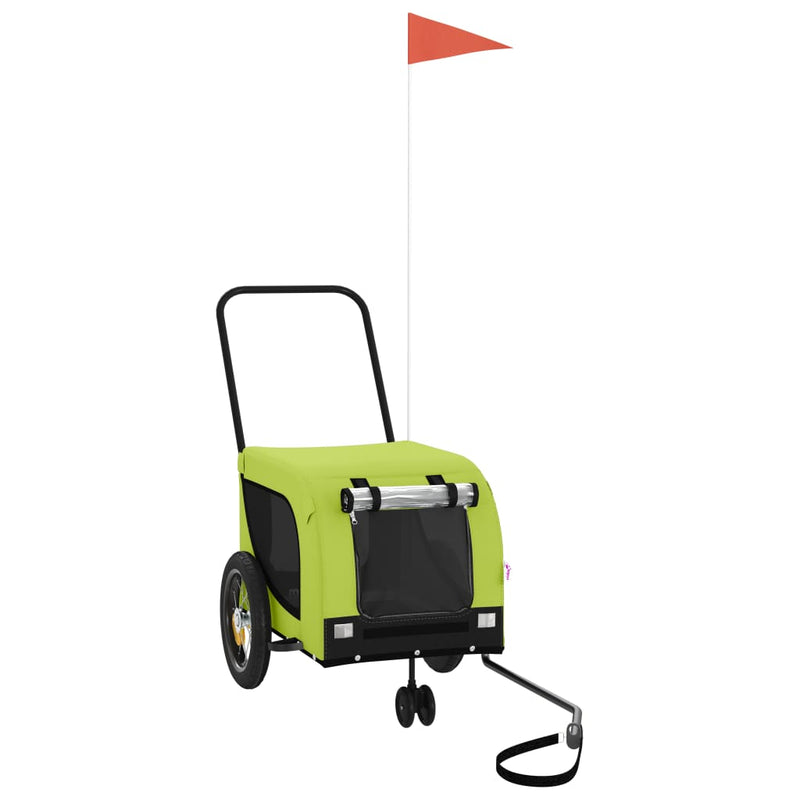 Load image into Gallery viewer, Vidaxl hondenfietstrailer oxford stof en ijzer groen en zwart

