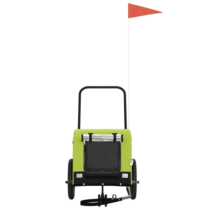 Load image into Gallery viewer, Vidaxl hondenfietstrailer oxford stof en ijzer groen en zwart
