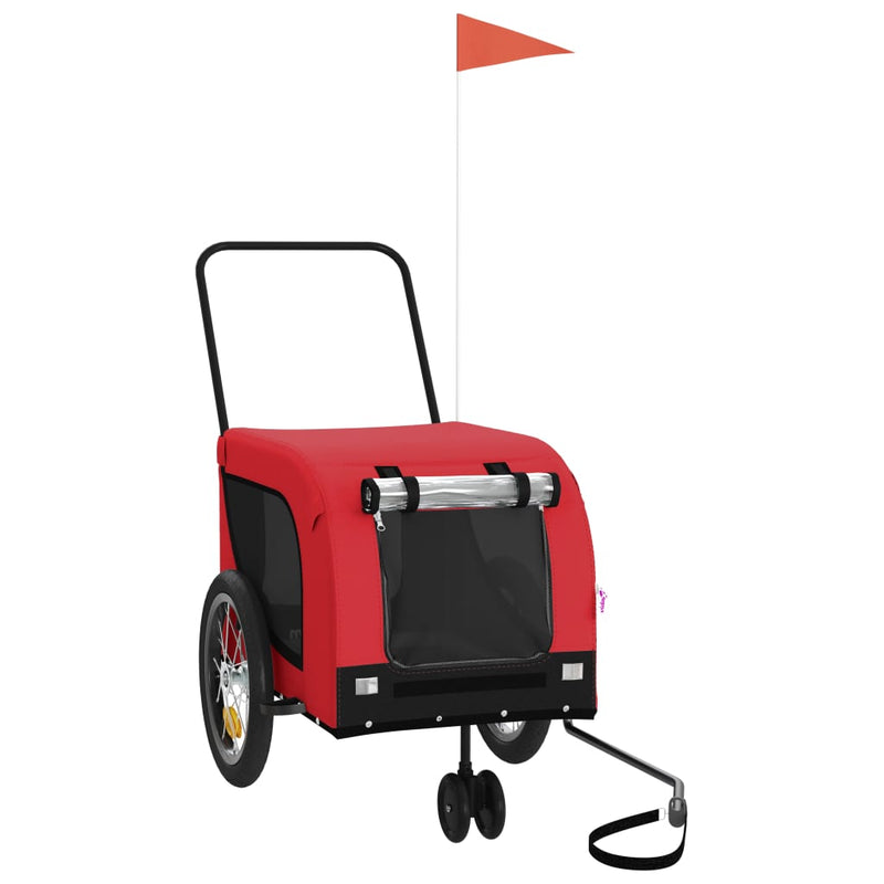 Load image into Gallery viewer, Vidaxl hondenfietstrailer oxford stof en ijzer rood en zwart
