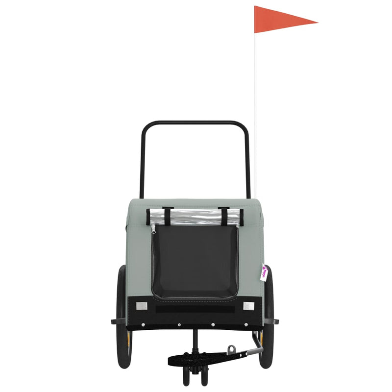 Load image into Gallery viewer, Vidaxl hondenfietstrailer oxford stof en ijzer grijs en zwart
