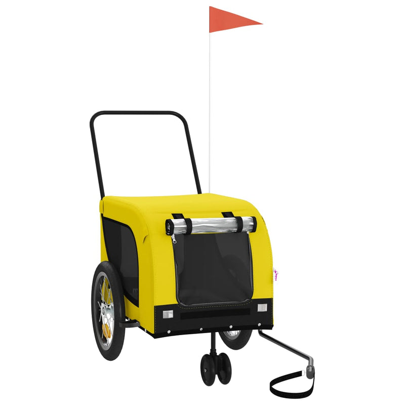 ギャラリービューアに画像をロードする, Vidaxl hondenfietstrailer oxford stof en ijzer geel en zwart
