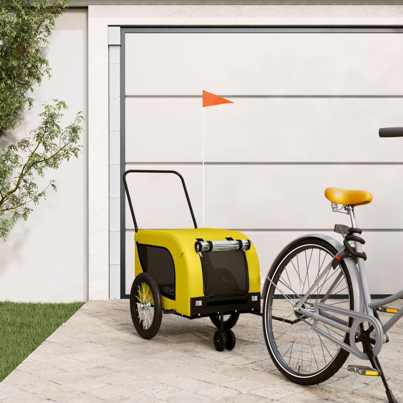 ギャラリービューアに画像をロードする, Vidaxl hondenfietstrailer oxford stof en ijzer geel en zwart
