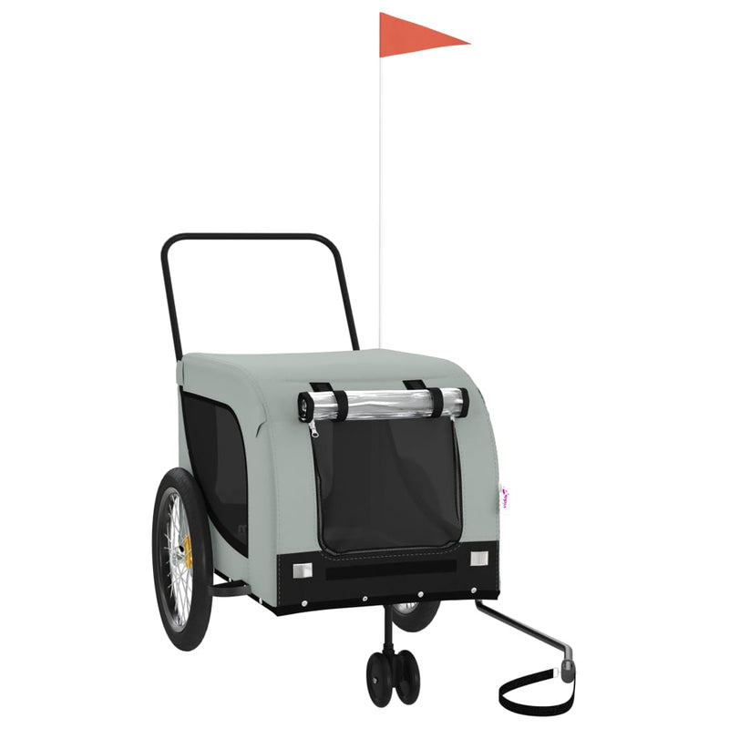 Load image into Gallery viewer, Vidaxl hondenfietstrailer oxford stof en ijzer grijs en zwart
