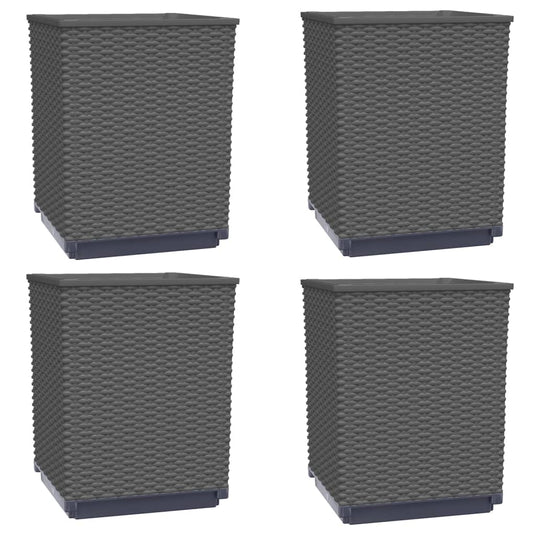 Vidaxl plantenbakken 4 st 30x30x37 cm polypropeen zwart