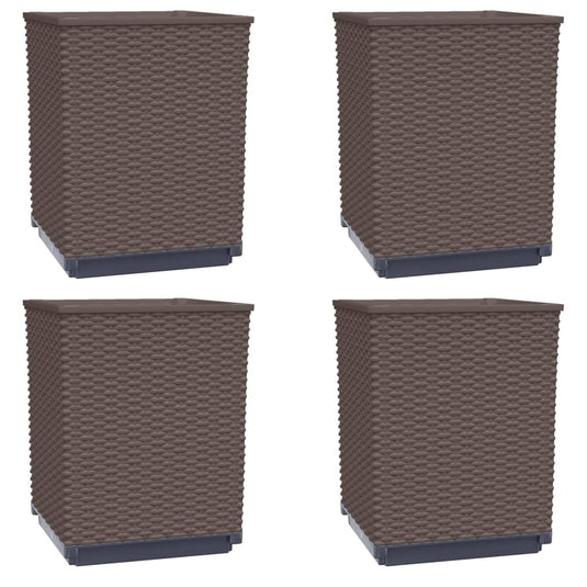 Vidaxl plantenbakken 4 st 30x30x37 cm polypropeen bruin