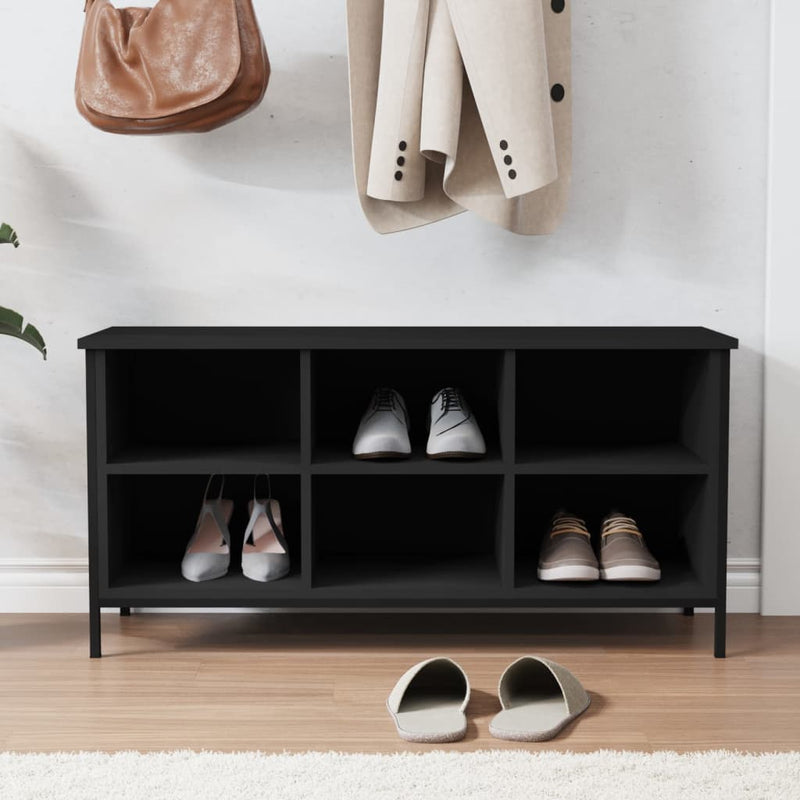 Load image into Gallery viewer, Vidaxl schoenenkast 100x35x50 cm bewerkt hout zwart
