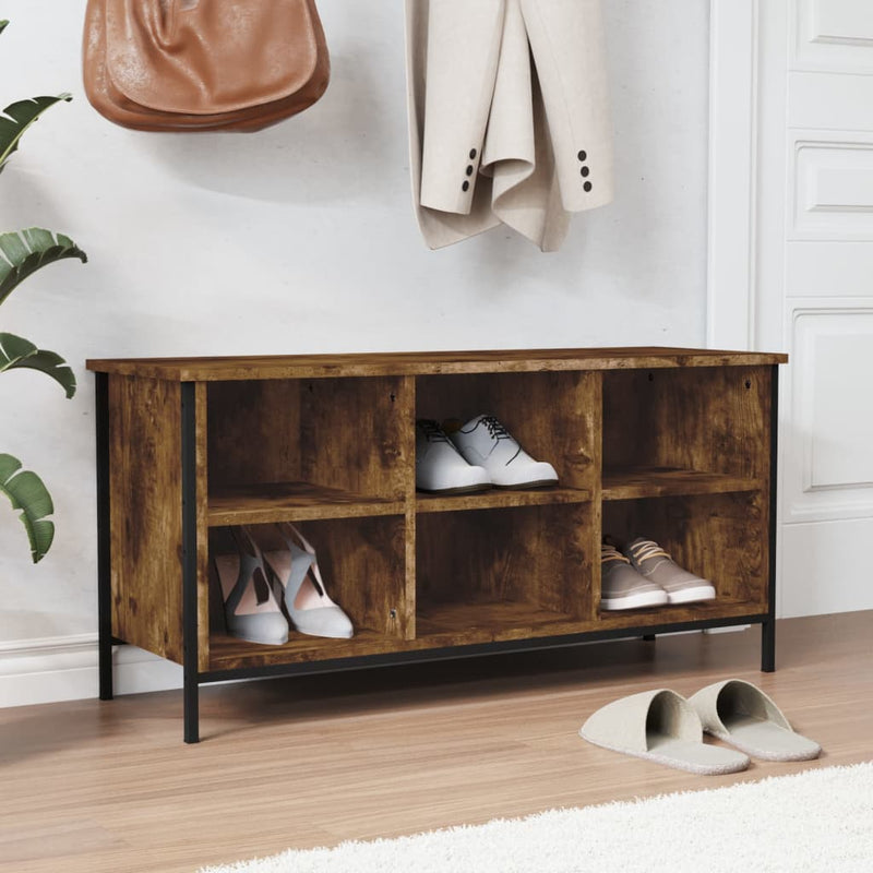 Load image into Gallery viewer, Vidaxl schoenenkast 100x35x50 cm bewerkt hout gerookt eikenkleurig
