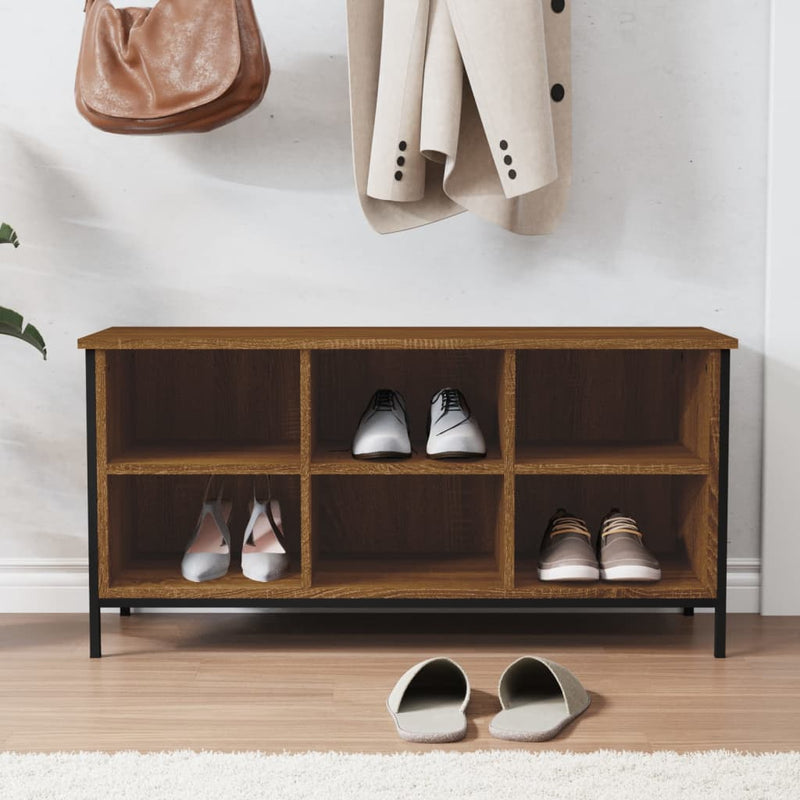 Load image into Gallery viewer, Vidaxl schoenenkast 100x35x50 cm bewerkt hout bruin eikenkleur
