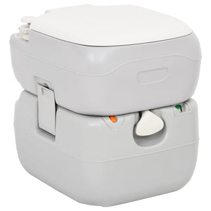 Vidaxl campingtoilet draagbaar 22+12 l hdpe grijs en wit