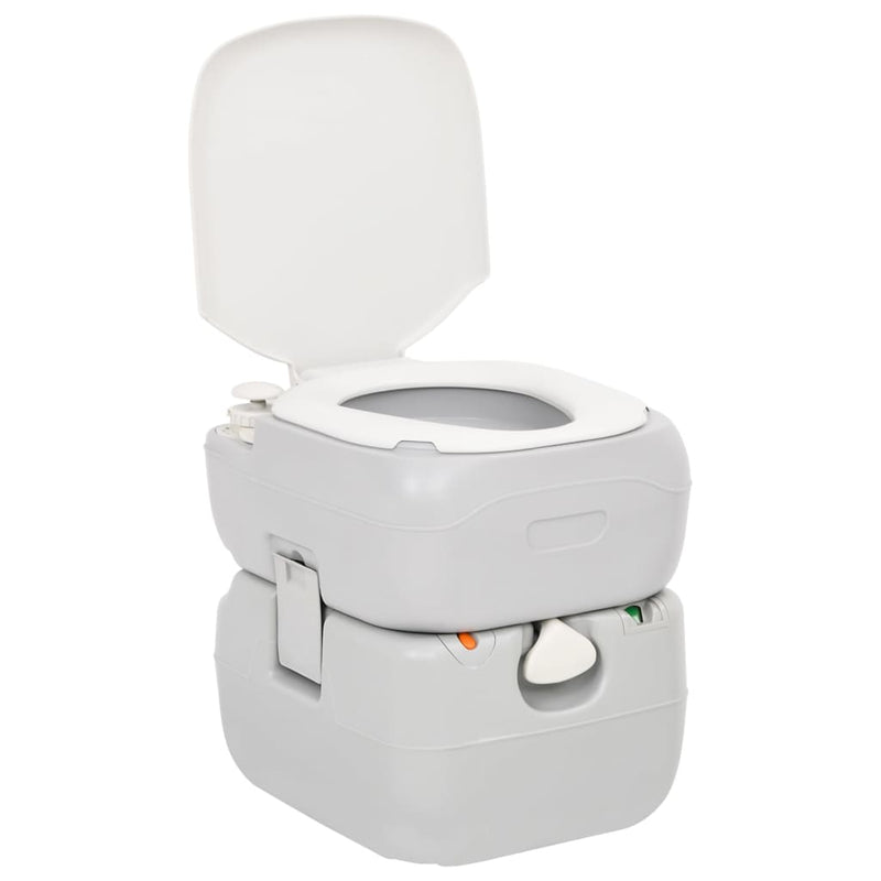 ギャラリービューアに画像をロードする, Vidaxl campingtoilet draagbaar 22+12 l hdpe grijs en wit
