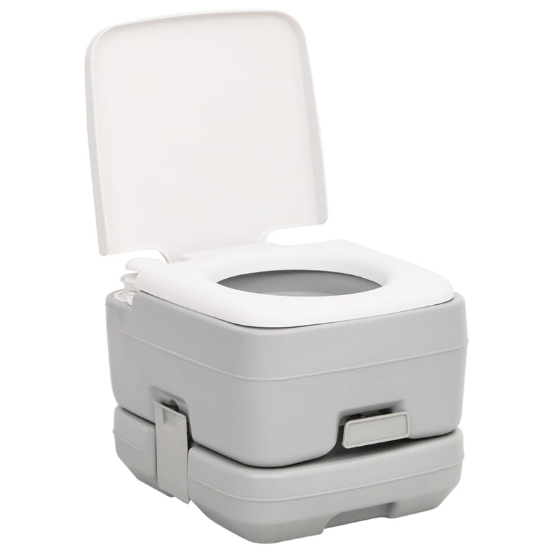 Load image into Gallery viewer, Vidaxl campingtoilet draagbaar 10+10 l hdpe grijs en wit
