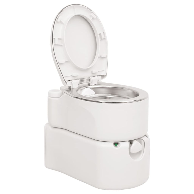 Cargue la imagen en el visor de la galería, Vidaxl campingtoilet geïntegreerd 24+17 l hdpe en staal wit
