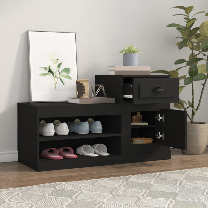 Load image into Gallery viewer, Vidaxl schoenenkast 100x42x60 cm bewerkt hout zwart
