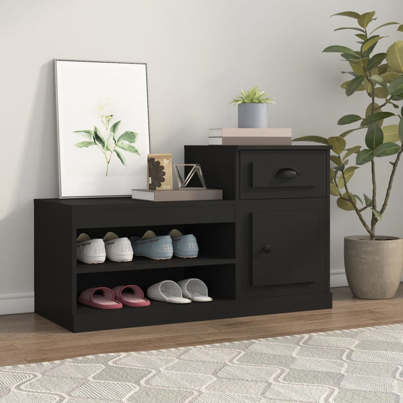 Load image into Gallery viewer, Vidaxl schoenenkast 100x42x60 cm bewerkt hout zwart
