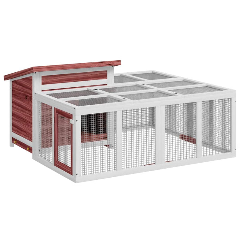 Load image into Gallery viewer, VidaXL Konijnenhok 144x123x67,5 cm massief grenenhout mokkakleurig
